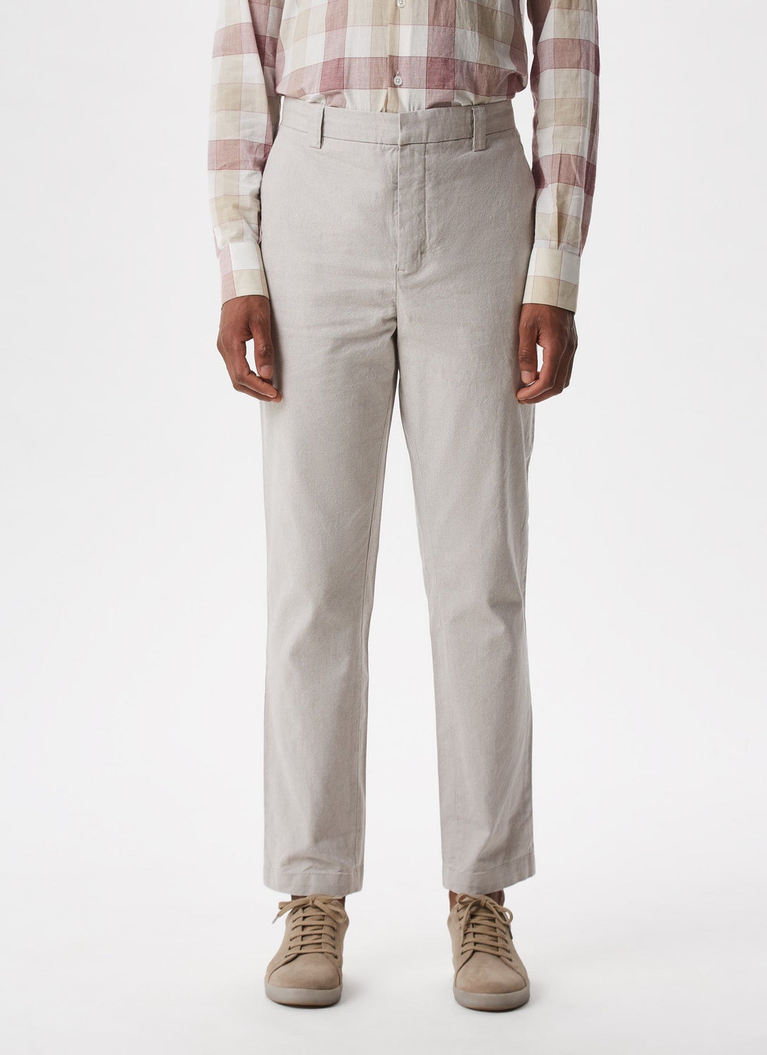 Men Trousers | Sand Textured Elastic Chino Trousers by Spanish designer Adolfo Dominguez