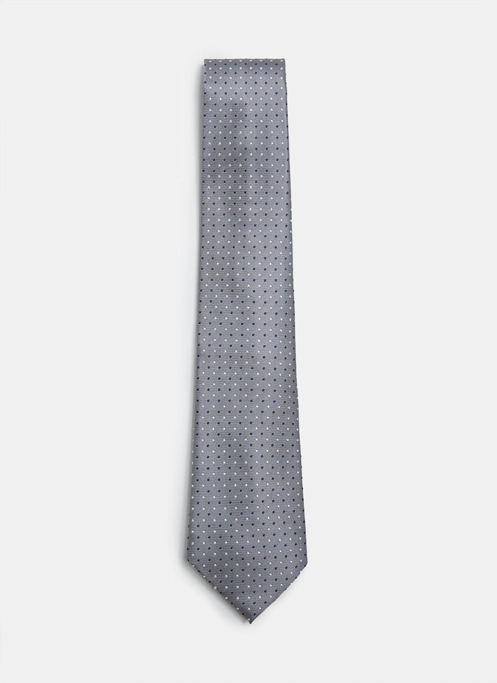 Men Tie | Silk Tie With Pindot Print by Spanish designer Adolfo Dominguez
