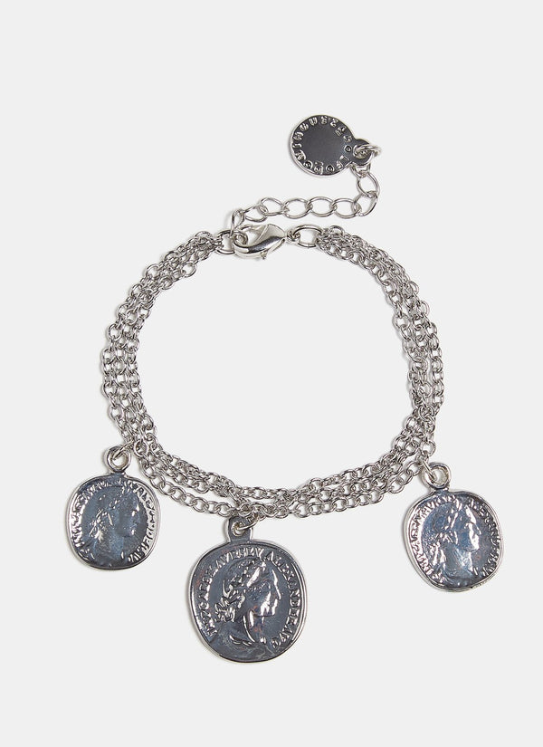 Women Bracelet | Silver Bracelet With Coin Charms by Spanish designer Adolfo Dominguez
