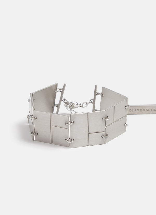 Women Bracelet | Silver Bracelet With Square Metal Shapes by Spanish designer Adolfo Dominguez