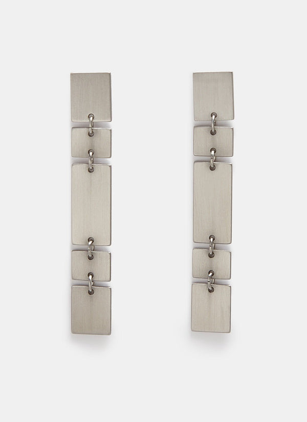 Women Earrings | Silver Earrings With Square Metal Shapes by Spanish designer Adolfo Dominguez