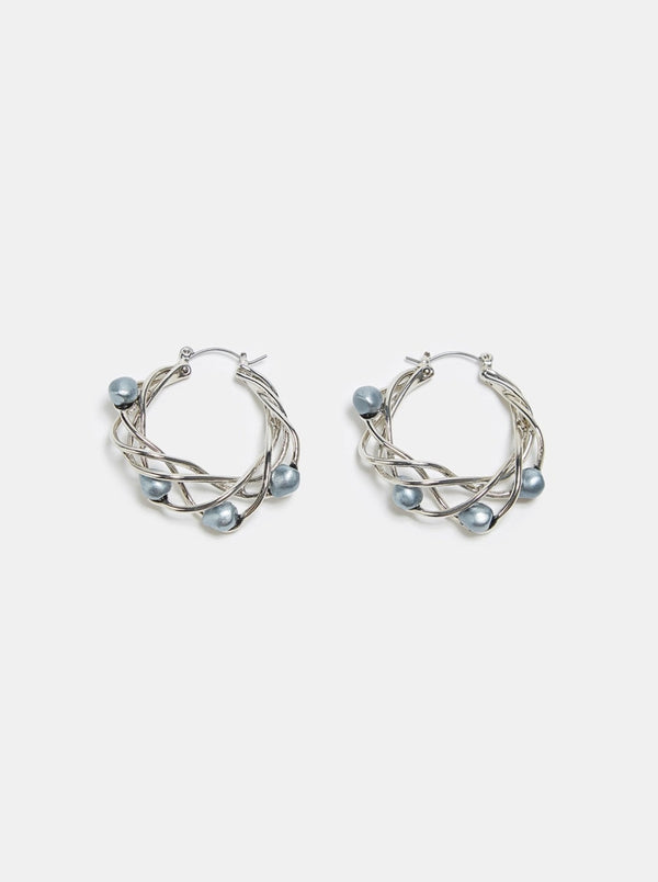 Women Earrings | Silver Intertwined Earrings With Natural Pearls by Spanish designer Adolfo Dominguez