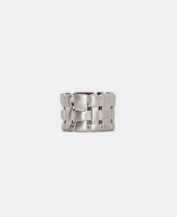 Women Ring | Silver Irregular Braided Motif Ring by Spanish designer Adolfo Dominguez
