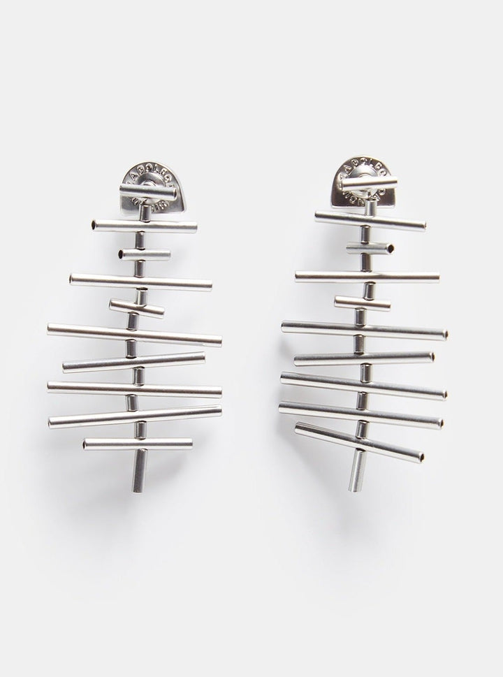 Women Earrings | Silver Long Earrings With Tubulars by Spanish designer Adolfo Dominguez
