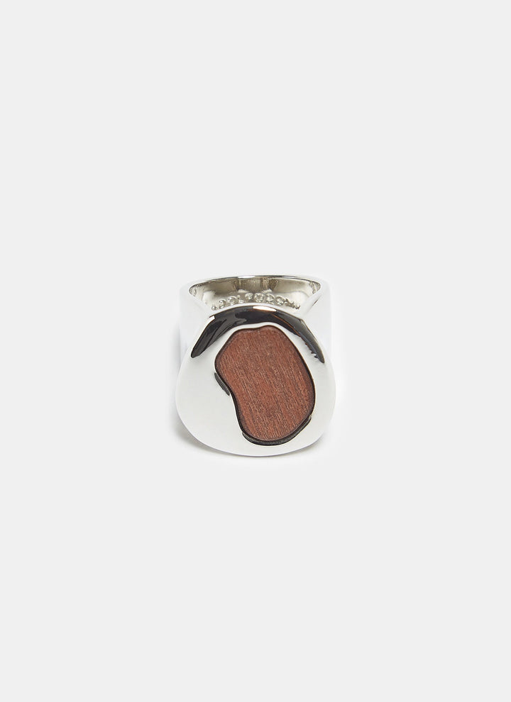 Women Ring | Silver Ring With Wooden Shape by Spanish designer Adolfo Dominguez