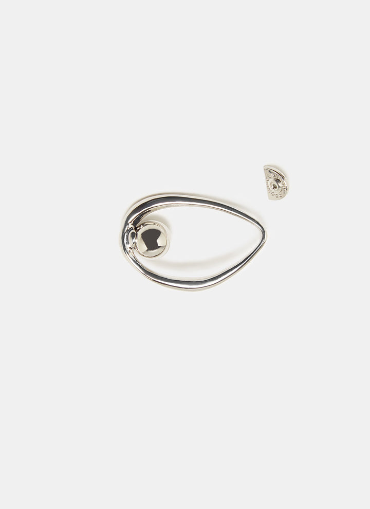 Women Earrings | Silver Short Oval Silhouette Earrings by Spanish designer Adolfo Dominguez