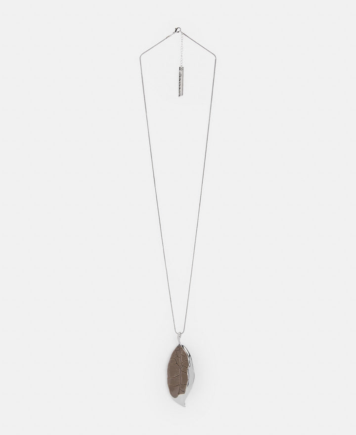 Women Necklace | Silver Zinc And Brass Leaf Pendant by Spanish designer Adolfo Dominguez