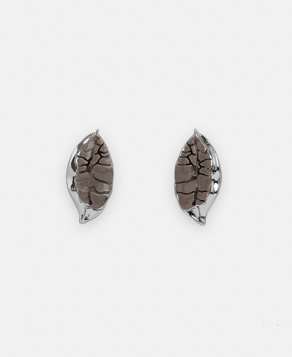 Women Earrings | Silver Zinc Leaf Earrings by Spanish designer Adolfo Dominguez