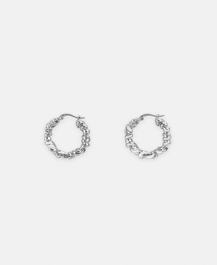 Women Earrings | Silver Zinc Plaited Motif Earrings by Spanish designer Adolfo Dominguez