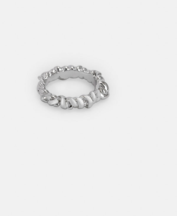 Women Ring | Silver Zinc Plaited Motif Ring by Spanish designer Adolfo Dominguez
