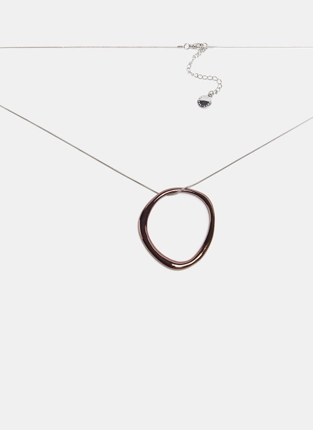 Women Necklace | Silver/Gold Long Necklace With Circular Pendant by Spanish designer Adolfo Dominguez