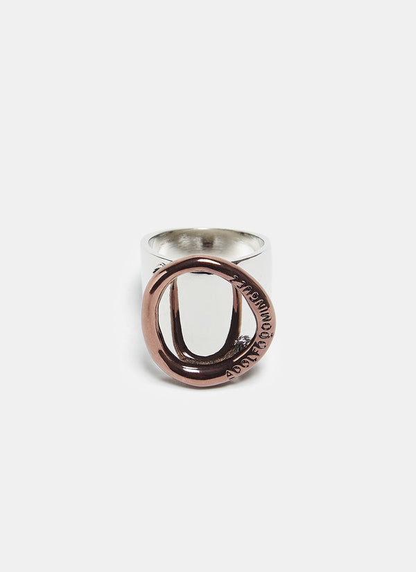 Women Ring | Silver/Gold Metal Ring With Logoed Front by Spanish designer Adolfo Dominguez