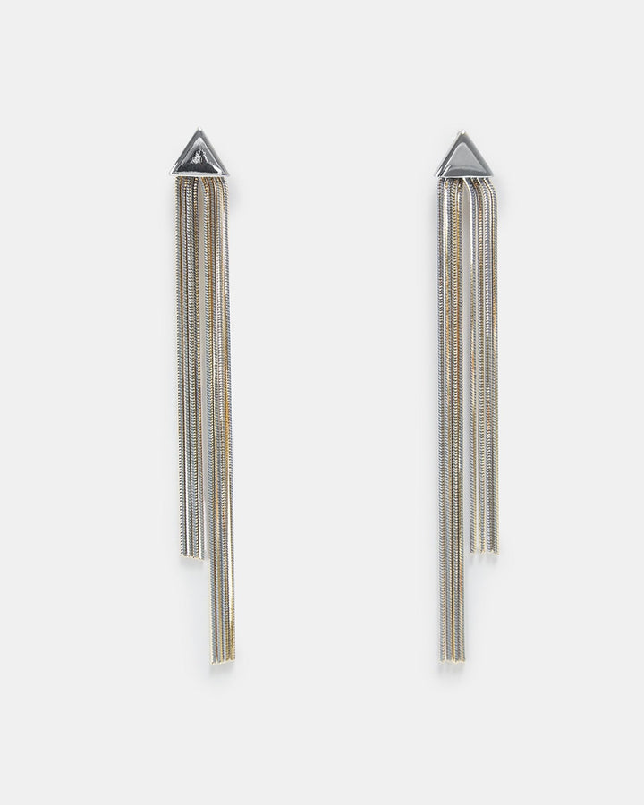 Women Earrings | Silver/Gold Multiline Earrings In Bicolour Metal by Spanish designer Adolfo Dominguez