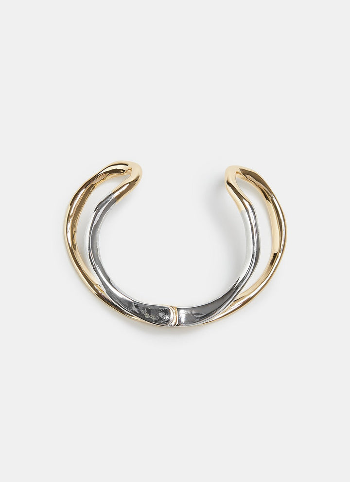 Women Bracelet | Silver/Gold Open Bracelet In Bicolour Metal by Spanish designer Adolfo Dominguez