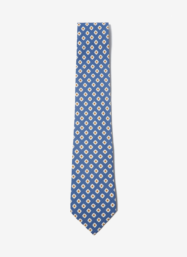 Men Tie | Sky Blue Tie With Geometric Patter by Spanish designer Adolfo Dominguez