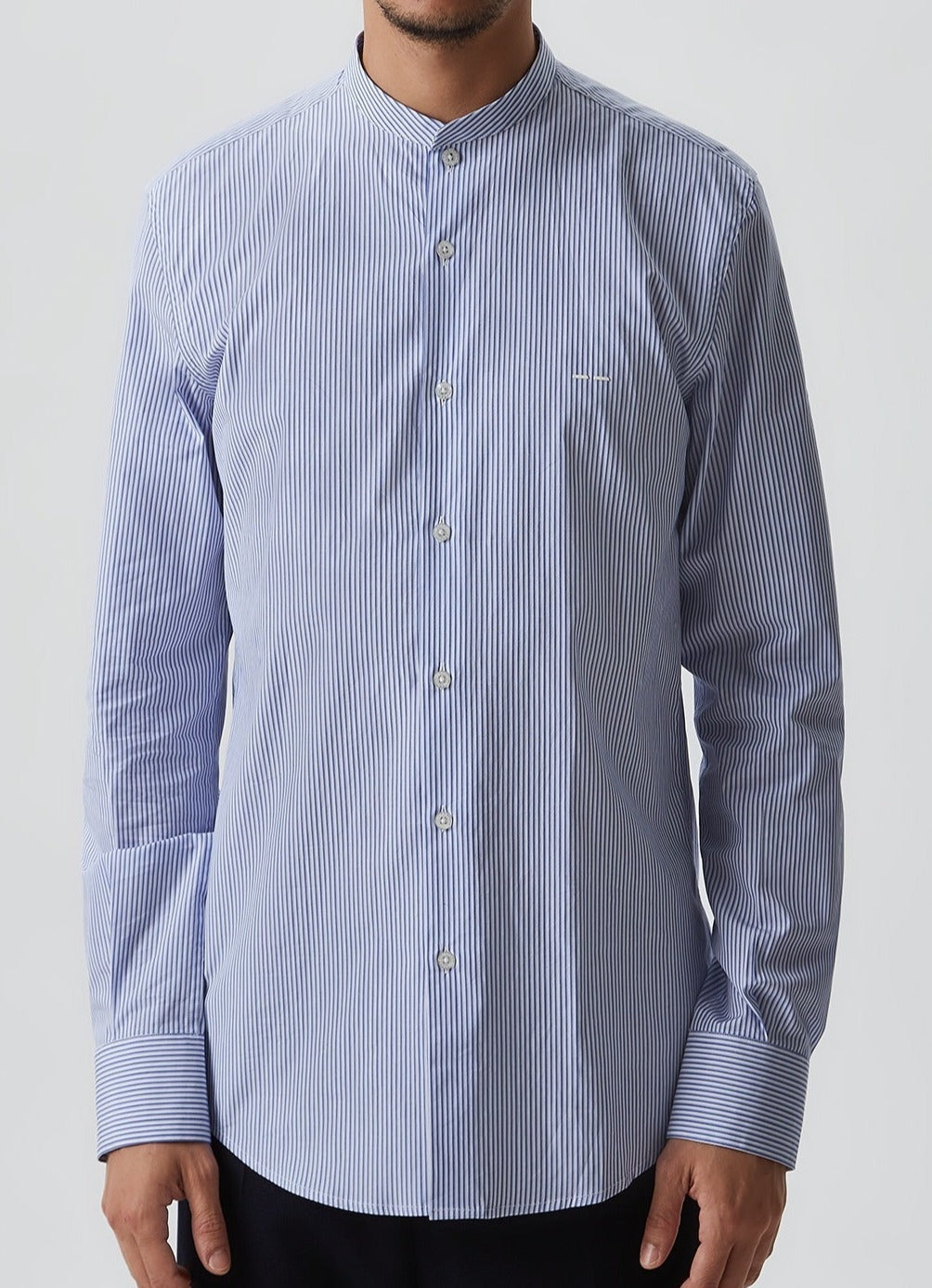 Men Shirt | Slim Fit Shirt With Stand Collar by Spanish designer Adolfo Dominguez