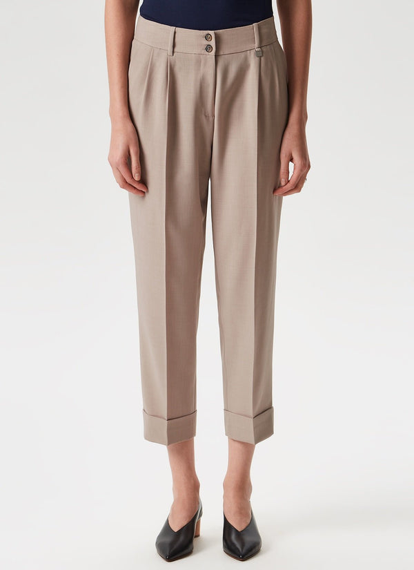 Women Trousers | Stone Ankle Trousers With Front Darts by Spanish designer Adolfo Dominguez