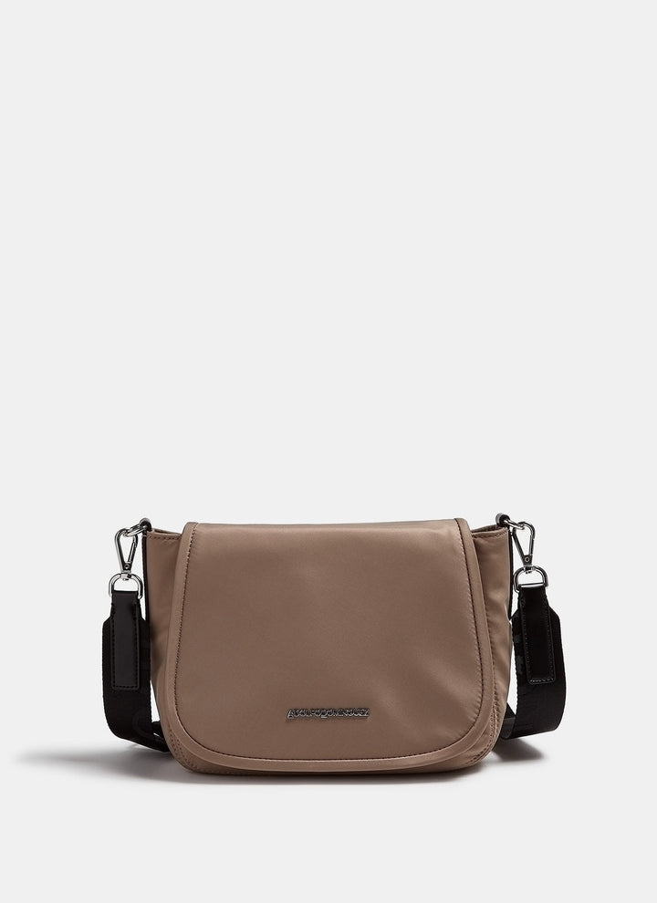 Women Bags | Stone Nylon Crossbody Bag With Logoed Strap by Spanish designer Adolfo Dominguez