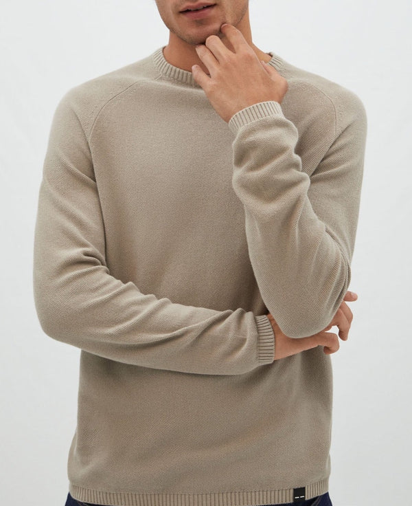 Men Jersey | Stone Organic Cotton Sweater by Spanish designer Adolfo Dominguez
