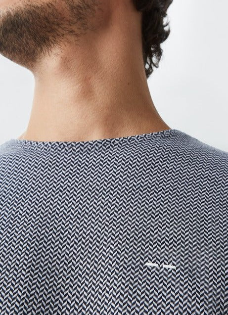 Men T-Shirt (Short Sleeve) | T-Shirt With Knitted Herringbone Design by Spanish designer Adolfo Dominguez