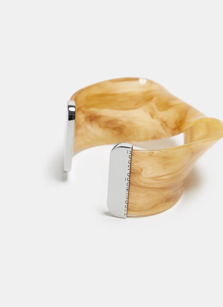 Women Bracelet | Taupe Open Resin Bracelet With Twist by Spanish designer Adolfo Dominguez