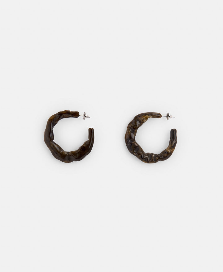 Women Earrings | Taupe Resin Hoop Earrings by Spanish designer Adolfo Dominguez