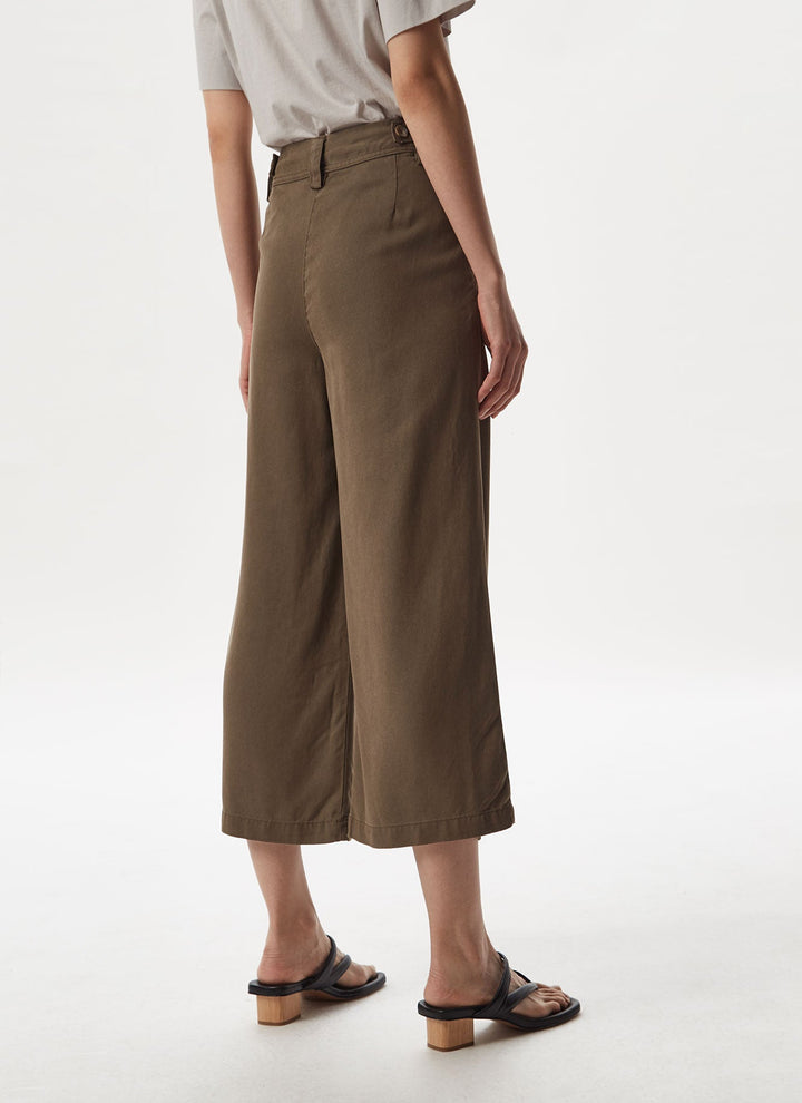 Women Trousers | Taupe Straight Lyocell Trousers by Spanish designer Adolfo Dominguez