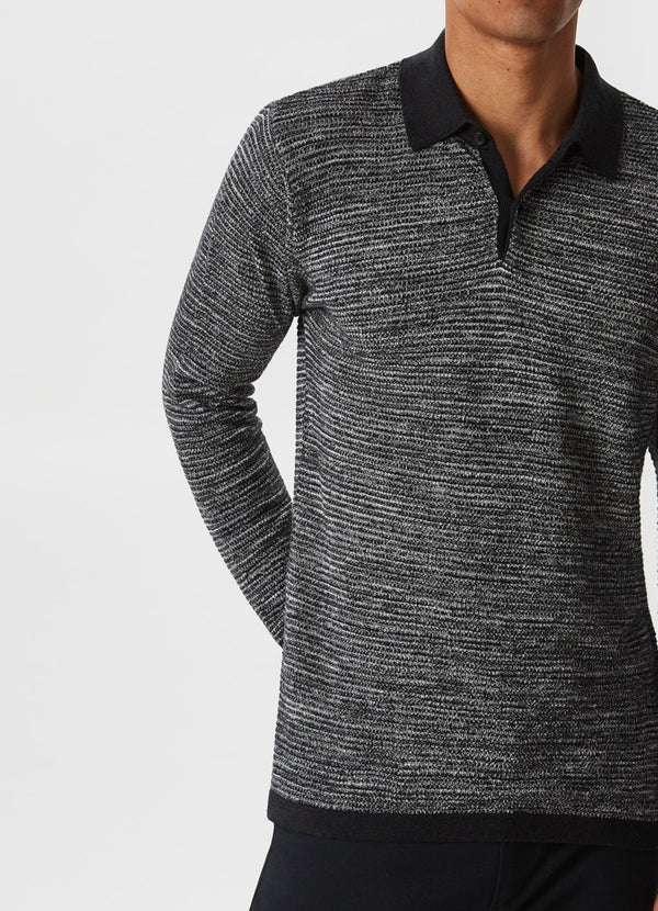 Men Knit Polo | Textured Polo Shirt by Spanish designer Adolfo Dominguez