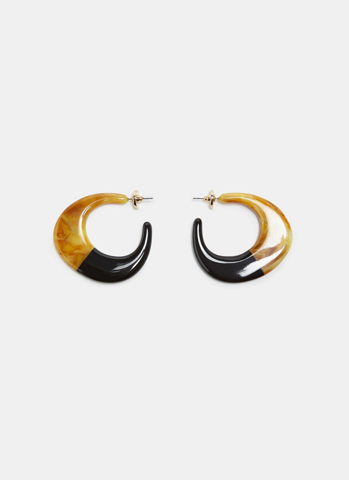 Women Earrings | Two-Toned Resin Hoop Earrings by Spanish designer Adolfo Dominguez