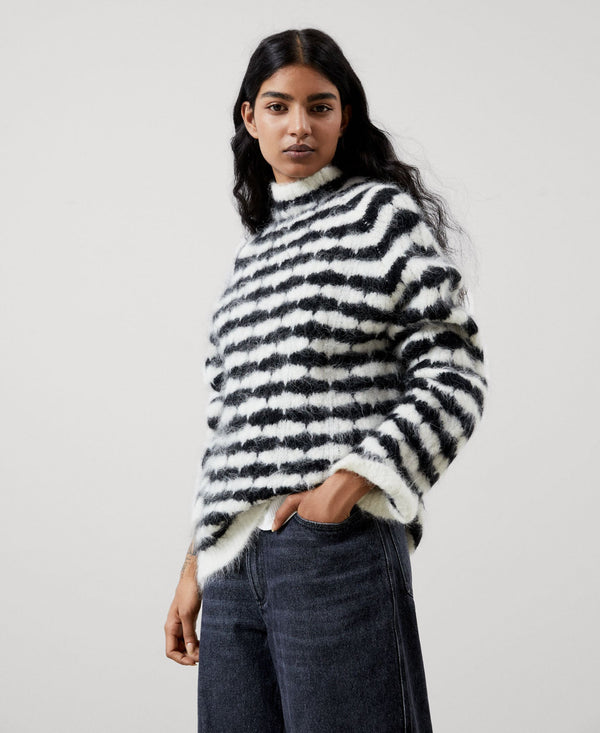 Women Jersey | White And Black Sweater by Spanish designer Adolfo Dominguez