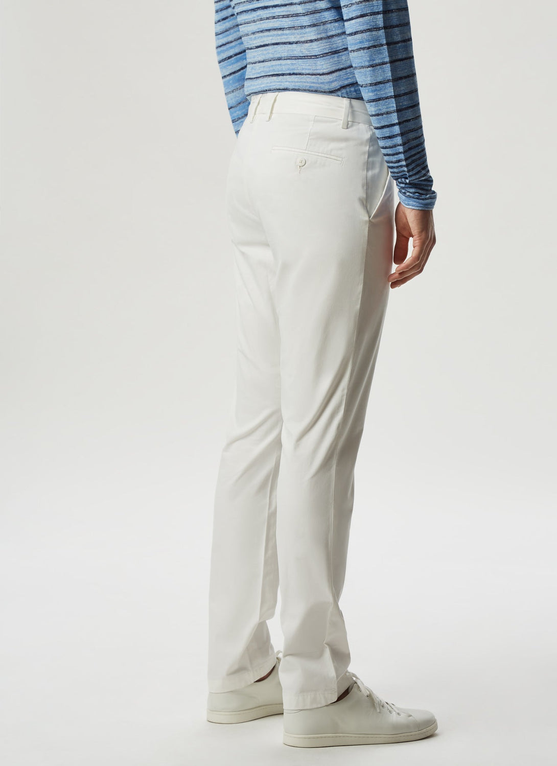 Men Trousers | White Elastic Cotton Trousers by Spanish designer Adolfo Dominguez