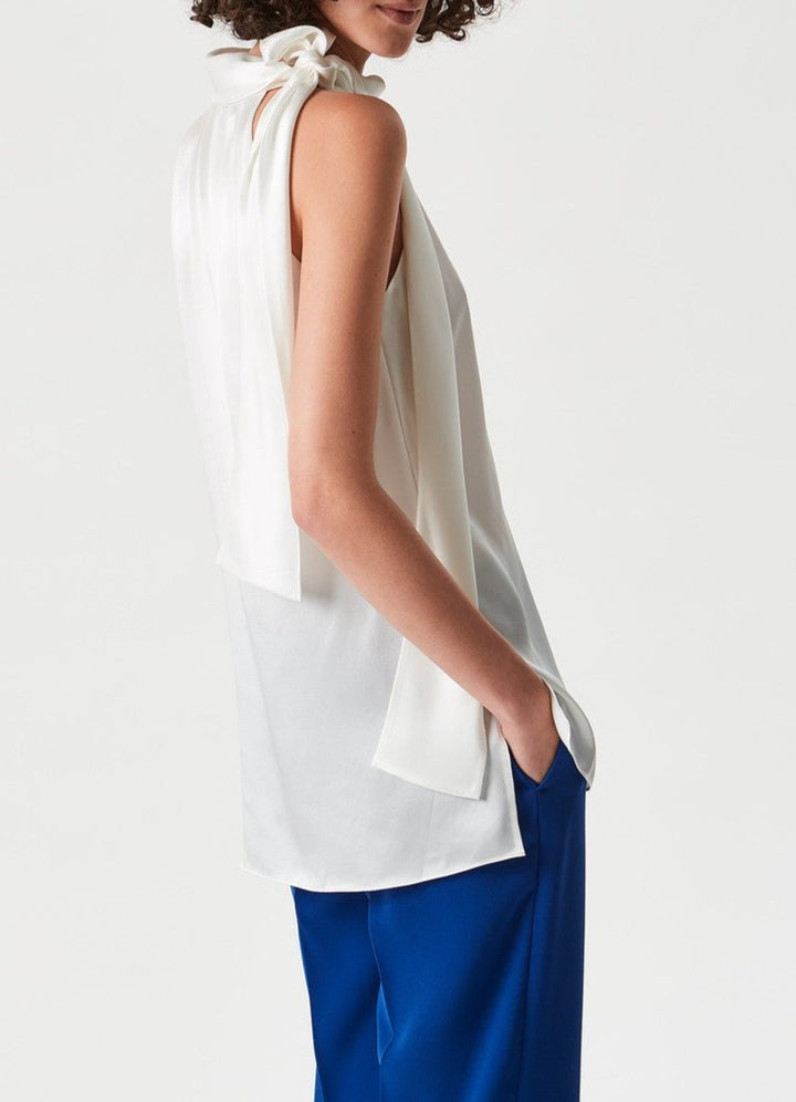 Women Shirt | White Silk Halter Top by Spanish designer Adolfo Dominguez
