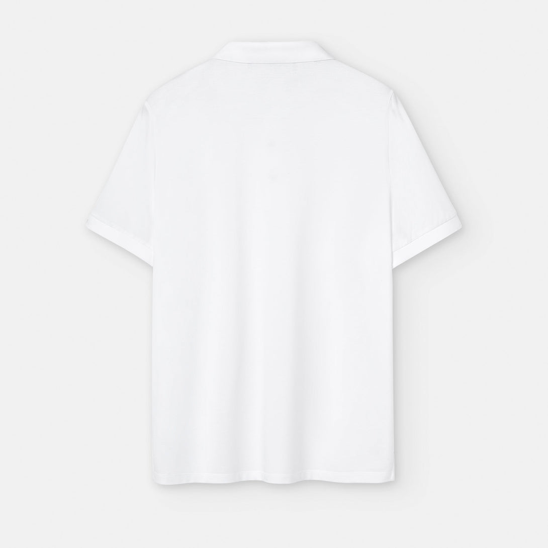 Men Polo | White Structured Cotton Polo Shirt by Spanish designer Adolfo Dominguez