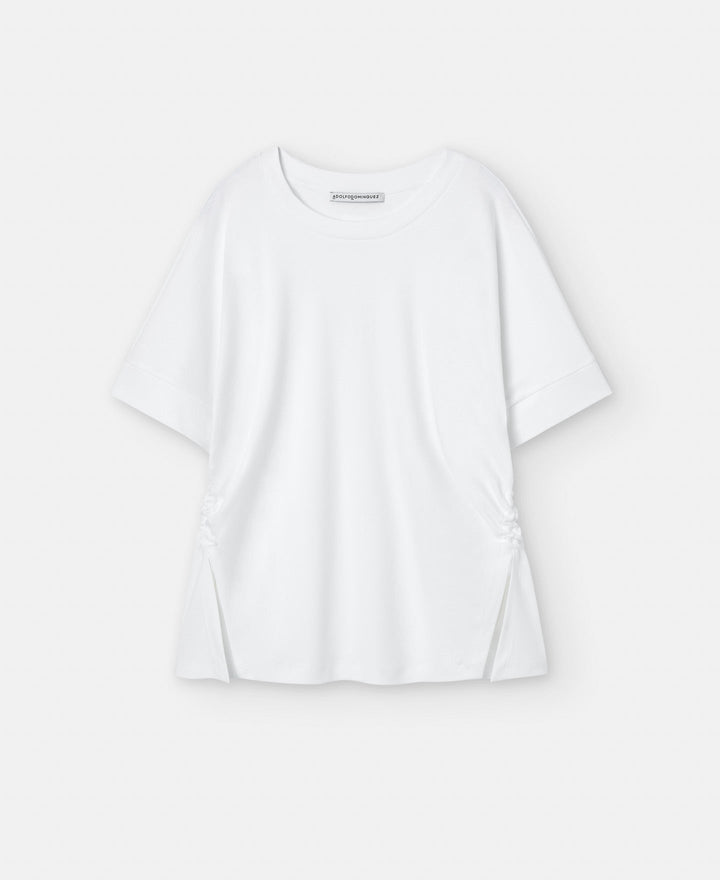 Women T-Shirt (Short Sleeve) | White T-Shirt With Cotton Waistbands by Spanish designer Adolfo Dominguez
