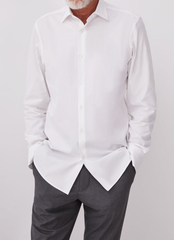 Men Long-Sleeve Shirt | White White Shirt With Texture by Spanish designer Adolfo Dominguez