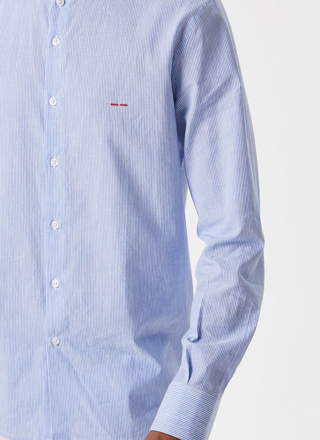 Men Long-Sleeve Shirt | White/Blue Long Sleeve Shirt by Spanish designer Adolfo Dominguez