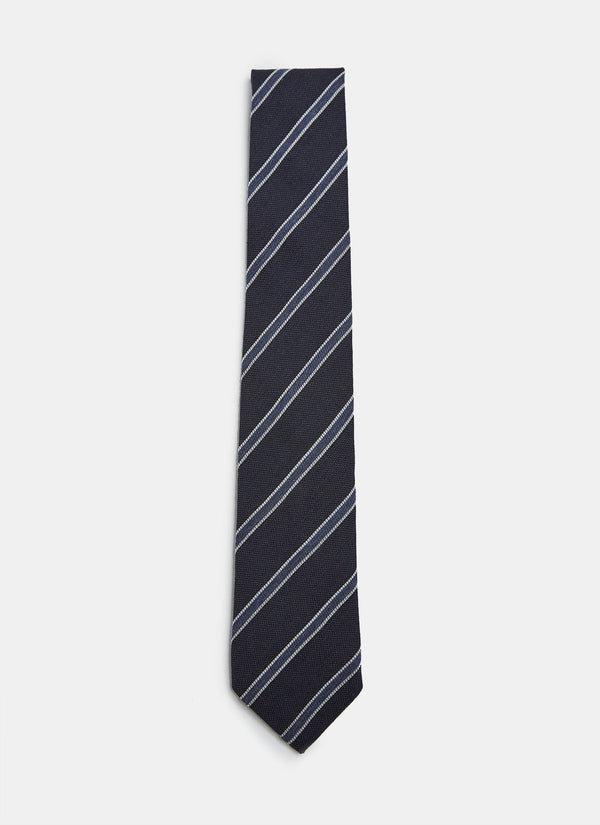Men Tie | Wool And Silk Tie With Double Stripe by Spanish designer Adolfo Dominguez