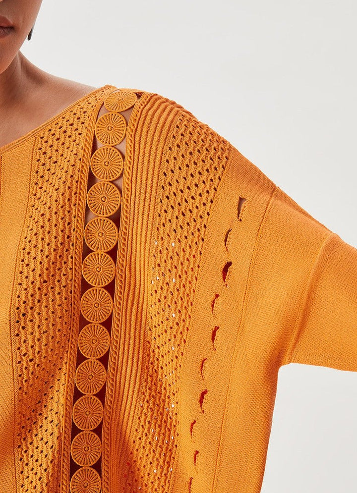 Women Jersey | Yellow Knit Sweater by Spanish designer Adolfo Dominguez