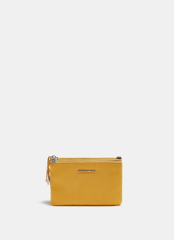Women Wallet | Yellow Nylon Crossbody Bag With Triple Interior by Spanish designer Adolfo Dominguez