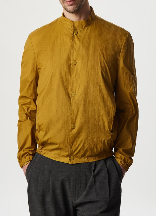 Men Jacket | Yellow Nylon Jacket With Raised Collar by Spanish designer Adolfo Dominguez